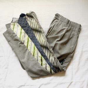 Japanese Brand Handmade Reworked Vintage Side Slit Tie Tan Trouser Pants S/M NWT